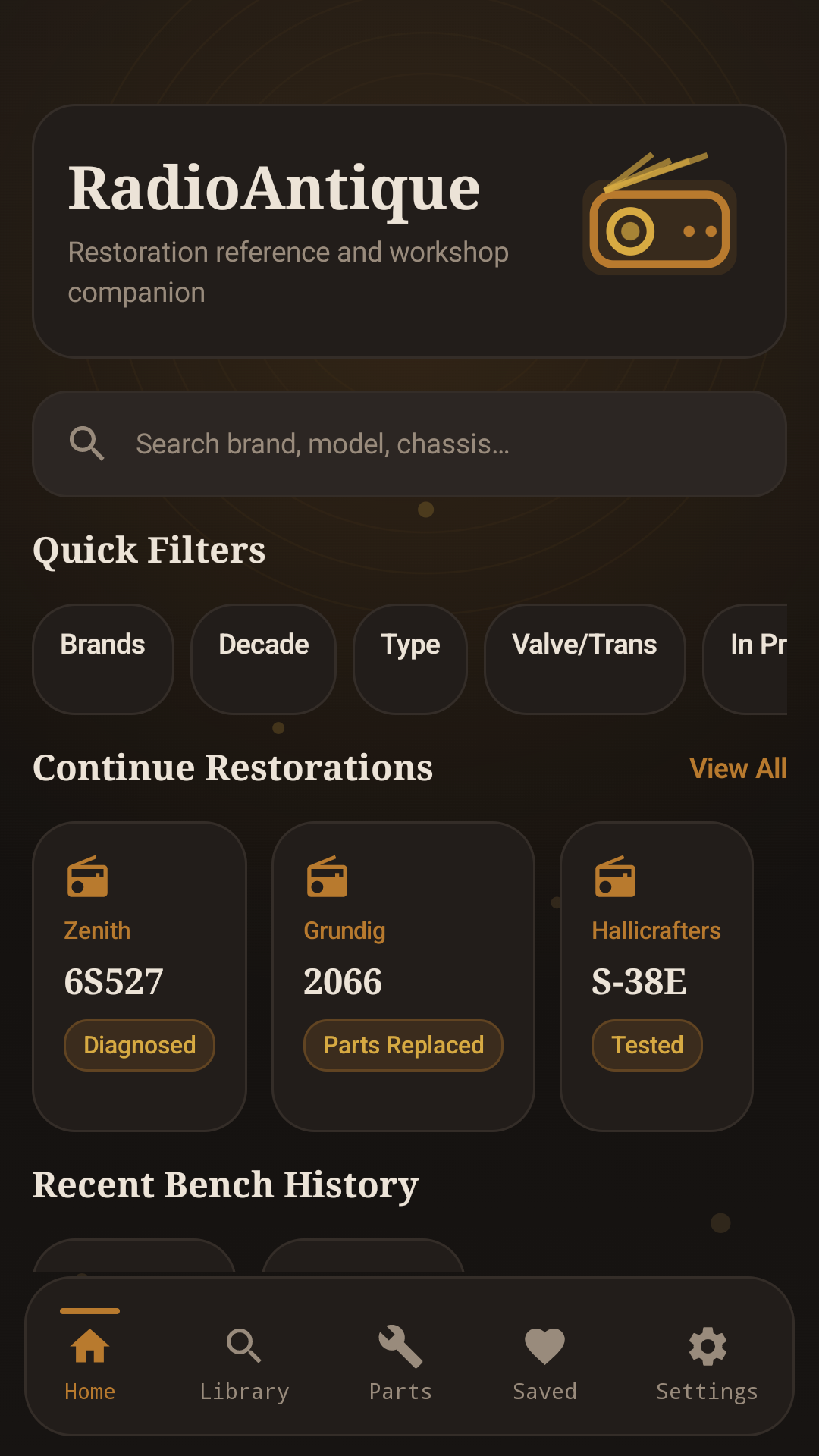 RadioAntique home screen